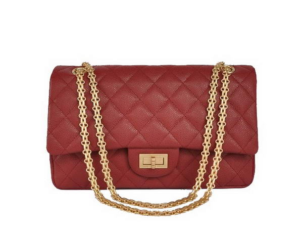Best Newest 2012 Chanel A28668 Red Grain Leather Classic Falp Bag Gold Replica